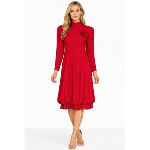 1980s Outlines Debora Kuchme Red Silk Balloon Hem Dress Lined size 6 oversized
